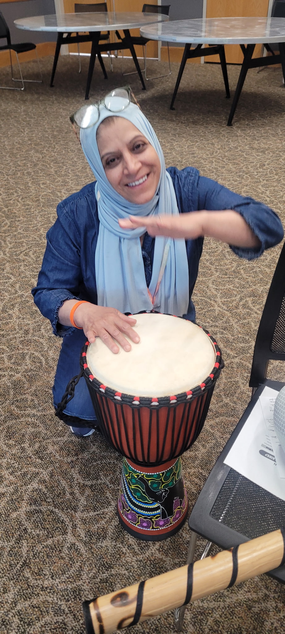 Playing the drum